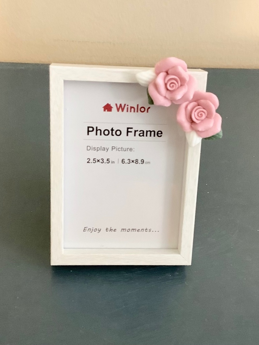 2.5” x 3.5” porcelain rose frame